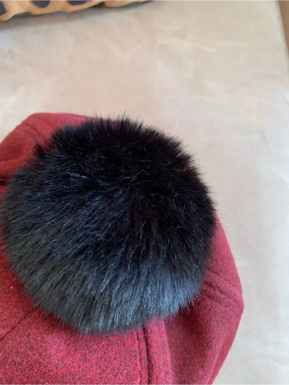 Women’s Burgundy Pom-Pom Hat with Black Visor NWOT!